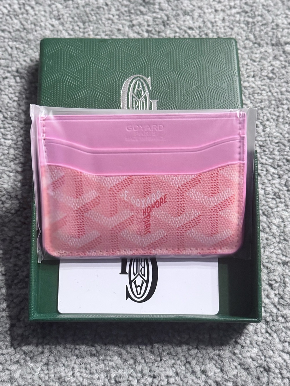 Goyard Pink Signature Chevron Card Holder